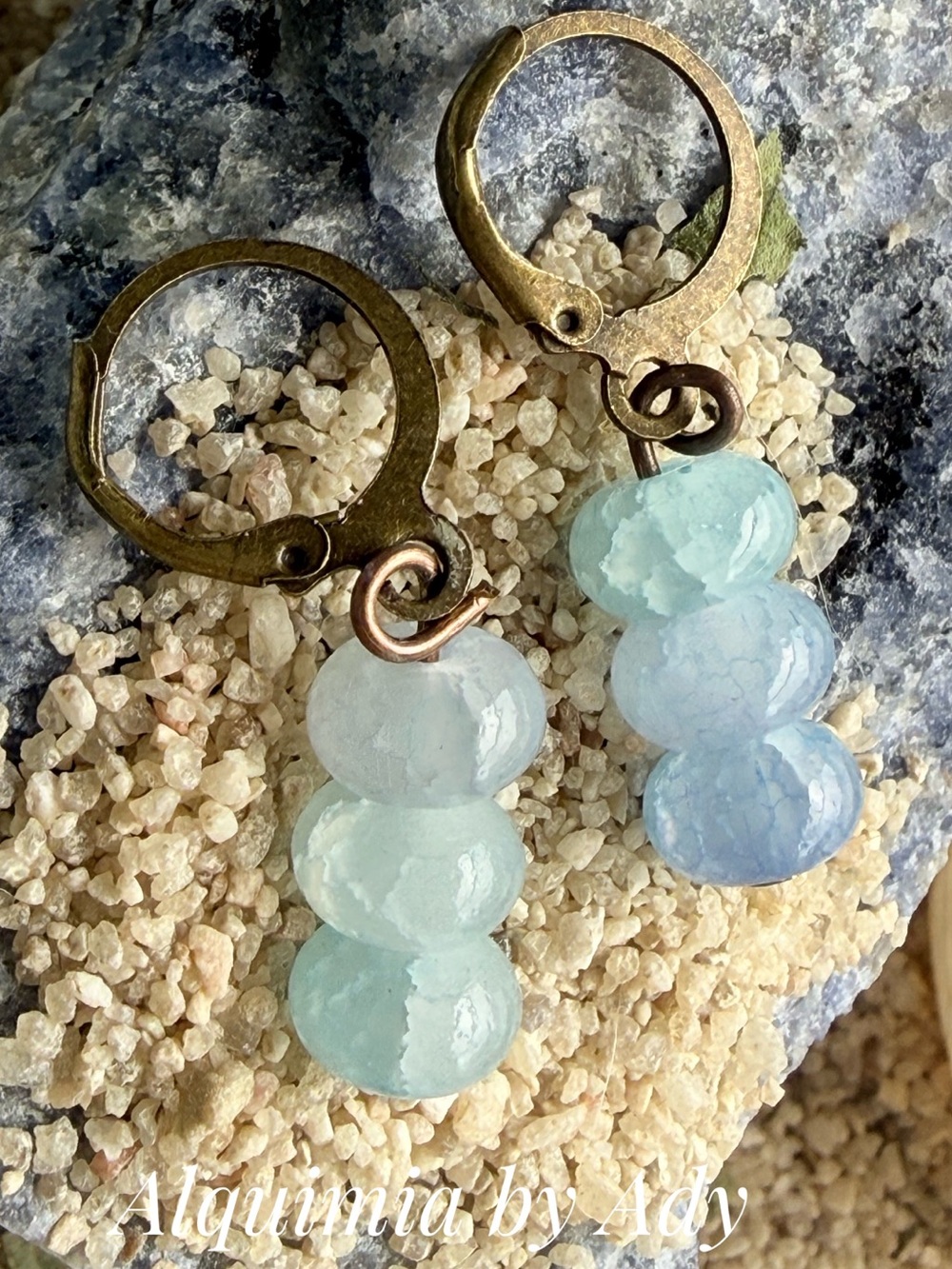 Alquimia Pale Blue Aquamarine Glass Bead Drop Earrings - Picture 2 of 2